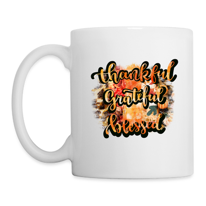 Thankful Grateful Blessed Mug - white
