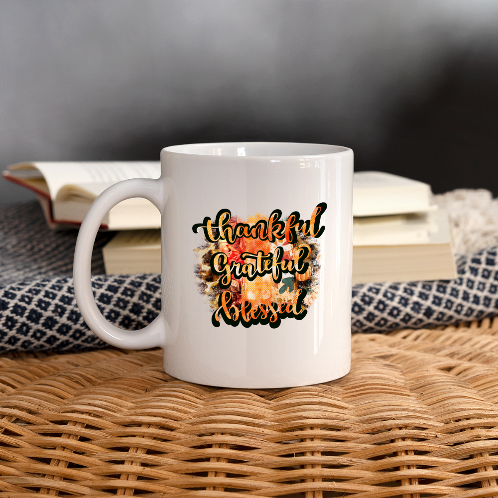 Thankful Grateful Blessed Mug - white