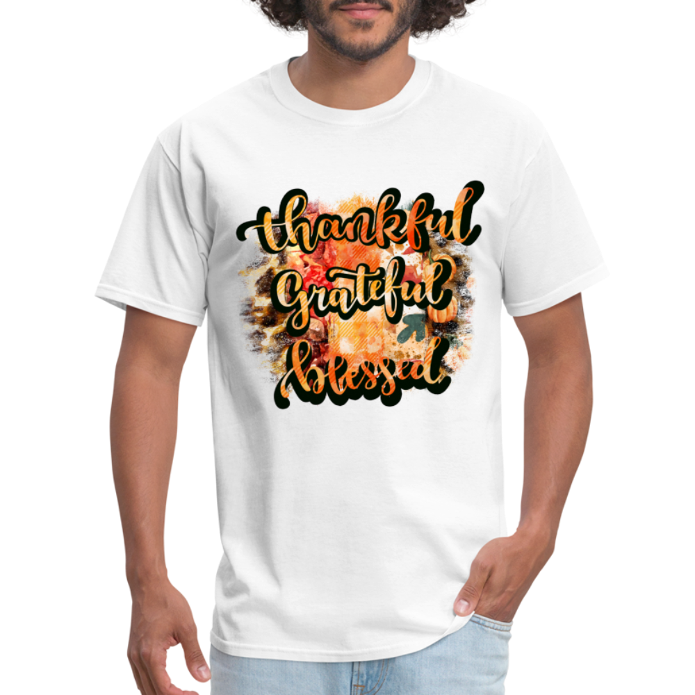 Thankful Grateful Blessed T-Shirt - white
