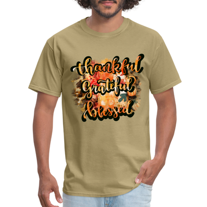 Thankful Grateful Blessed T-Shirt - khaki