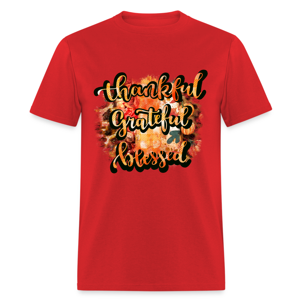 Thankful Grateful Blessed T-Shirt - red