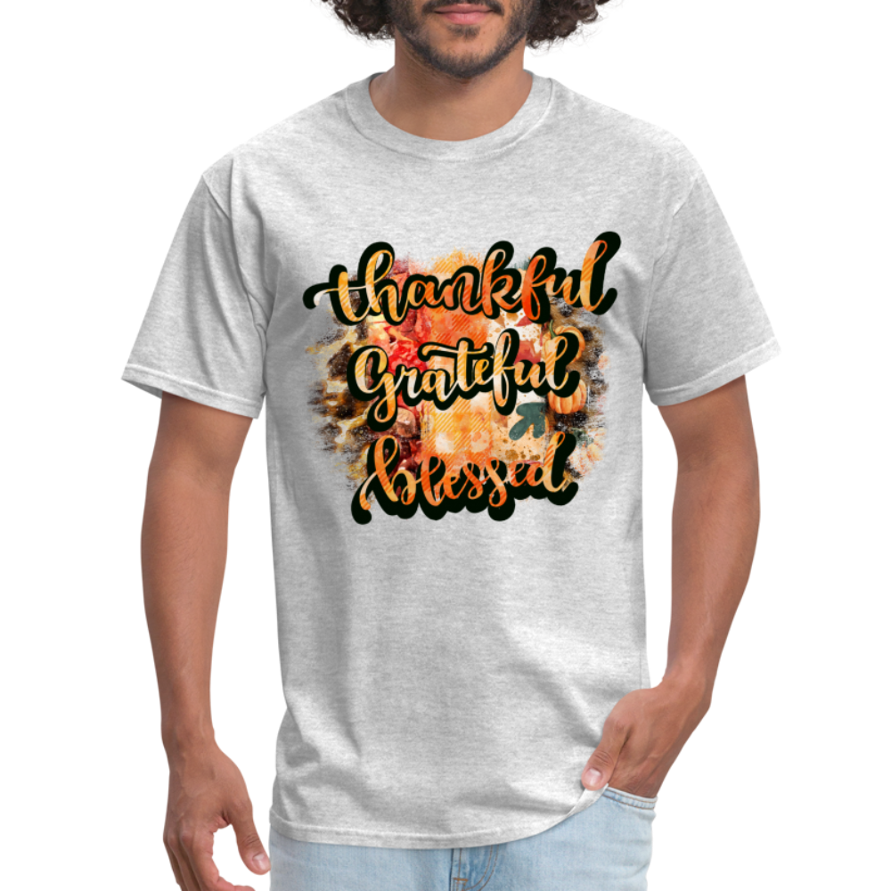 Thankful Grateful Blessed T-Shirt - heather gray