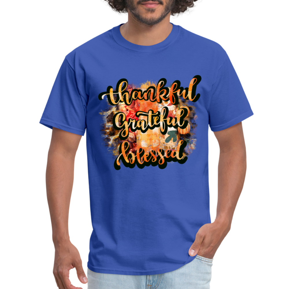 Thankful Grateful Blessed T-Shirt - royal blue