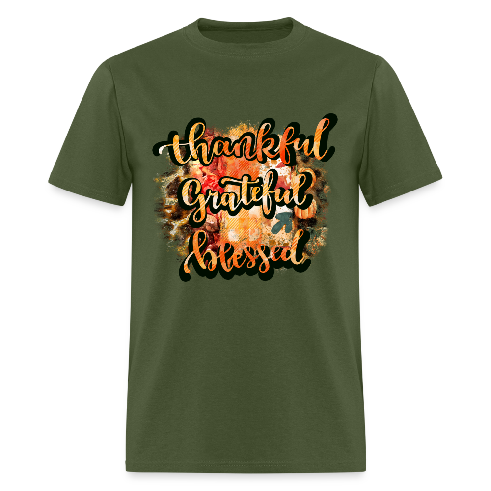 Thankful Grateful Blessed T-Shirt - military green