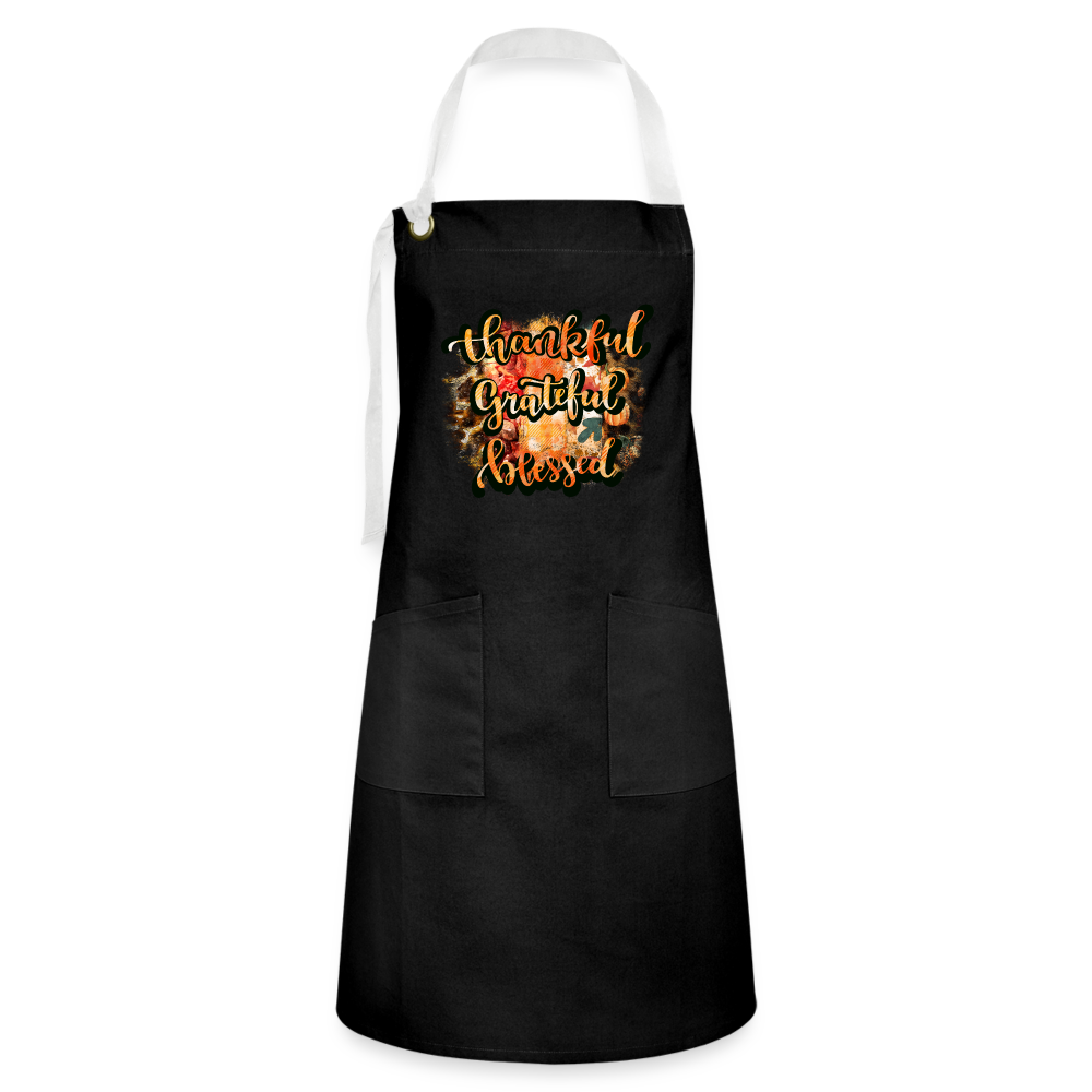 Thankful Grateful Blessed - Artisan Apron - black/white