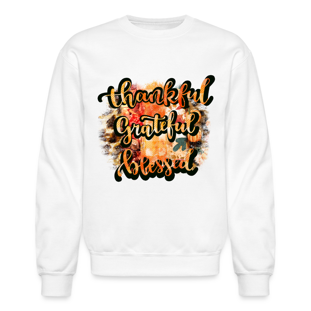 Thankful Grateful Blessed Sweatshirt - white