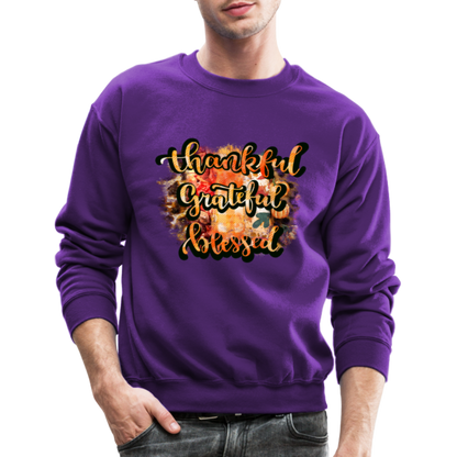 Thankful Grateful Blessed Sweatshirt - purple