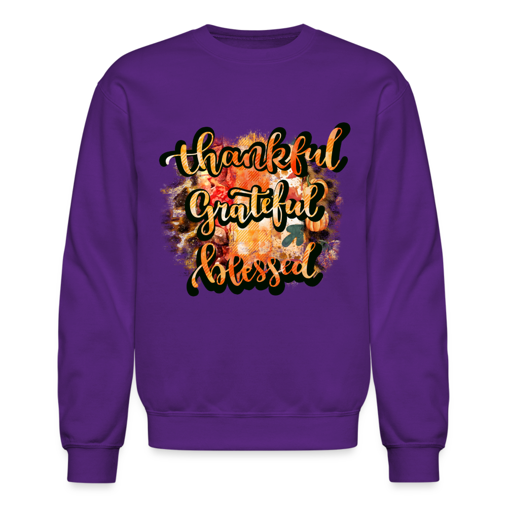 Thankful Grateful Blessed Sweatshirt - purple