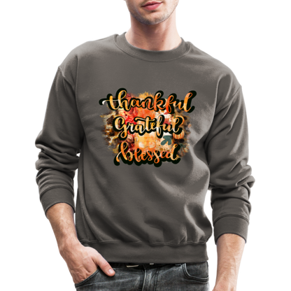 Thankful Grateful Blessed Sweatshirt - asphalt gray