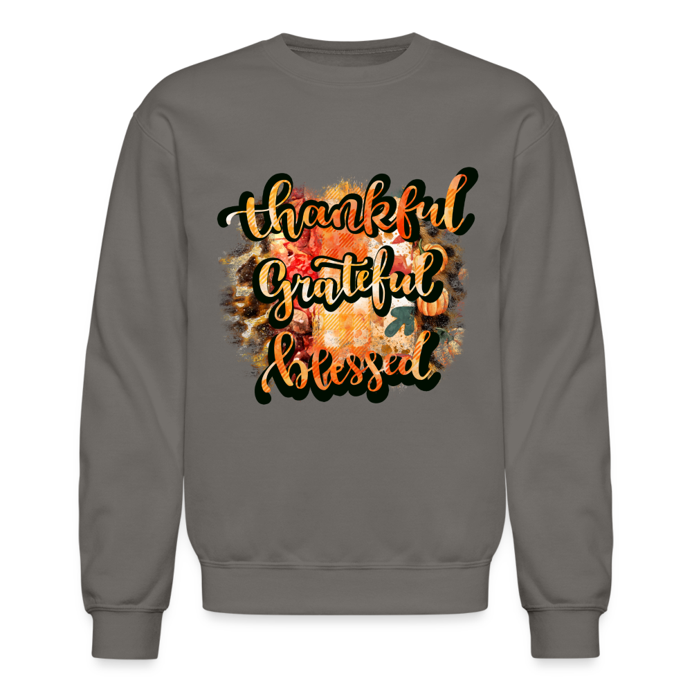 Thankful Grateful Blessed Sweatshirt - asphalt gray