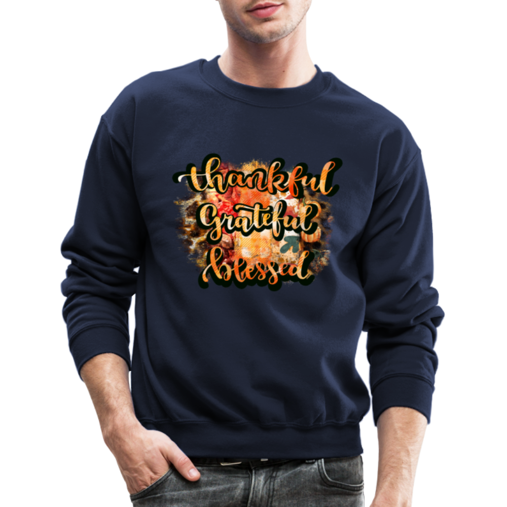 Thankful Grateful Blessed Sweatshirt - navy