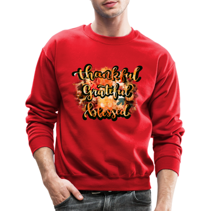 Thankful Grateful Blessed Sweatshirt - red