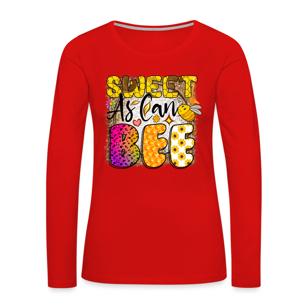 Sweet As Can BEE Women's Premium Long Sleeve T-Shirt - red