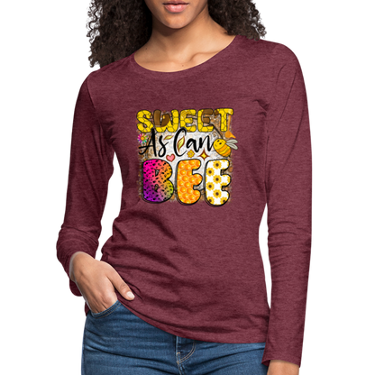 Sweet As Can BEE Women's Premium Long Sleeve T-Shirt - heather burgundy