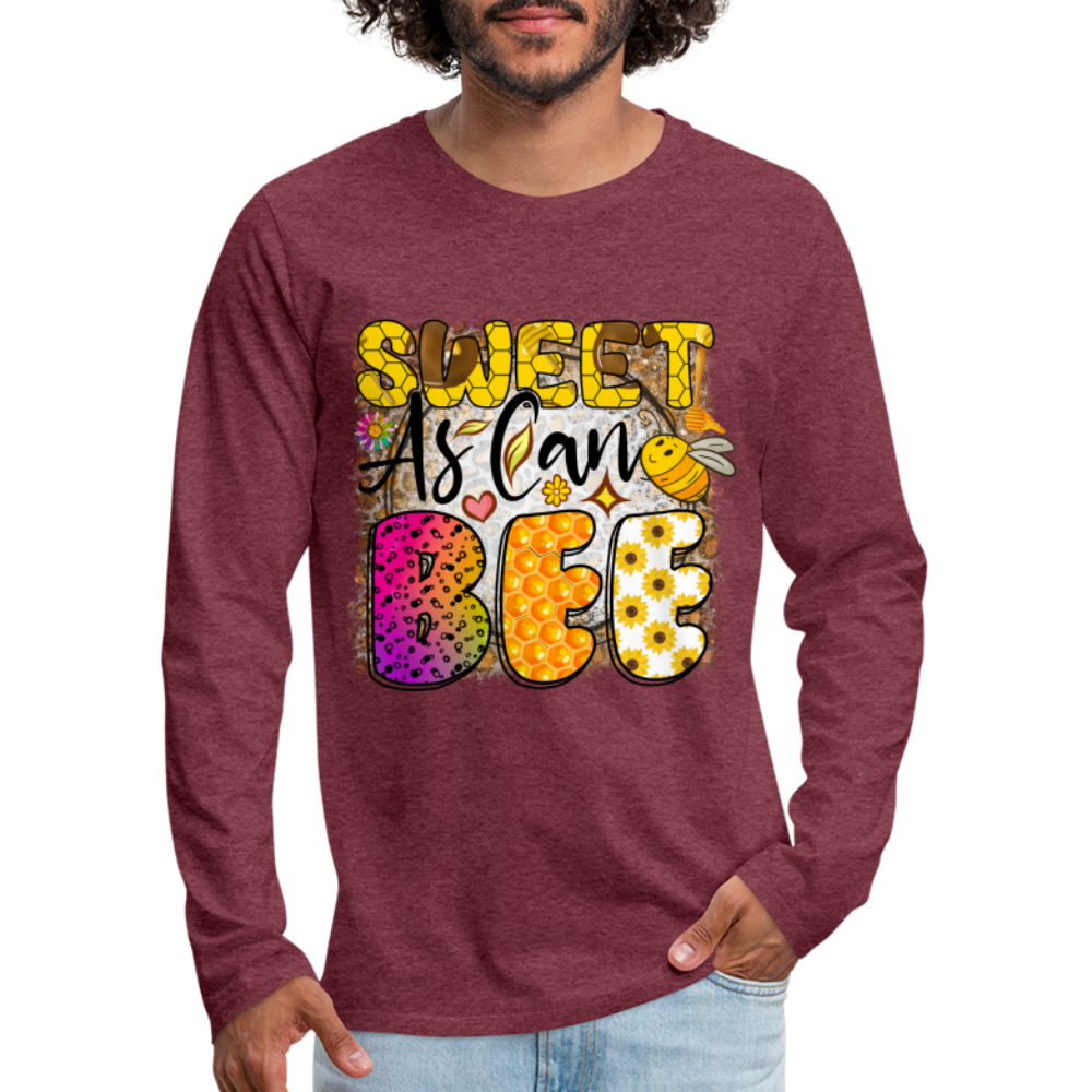 Sweet As Can BEE Men's Premium Long Sleeve T-Shirt - heather burgundy