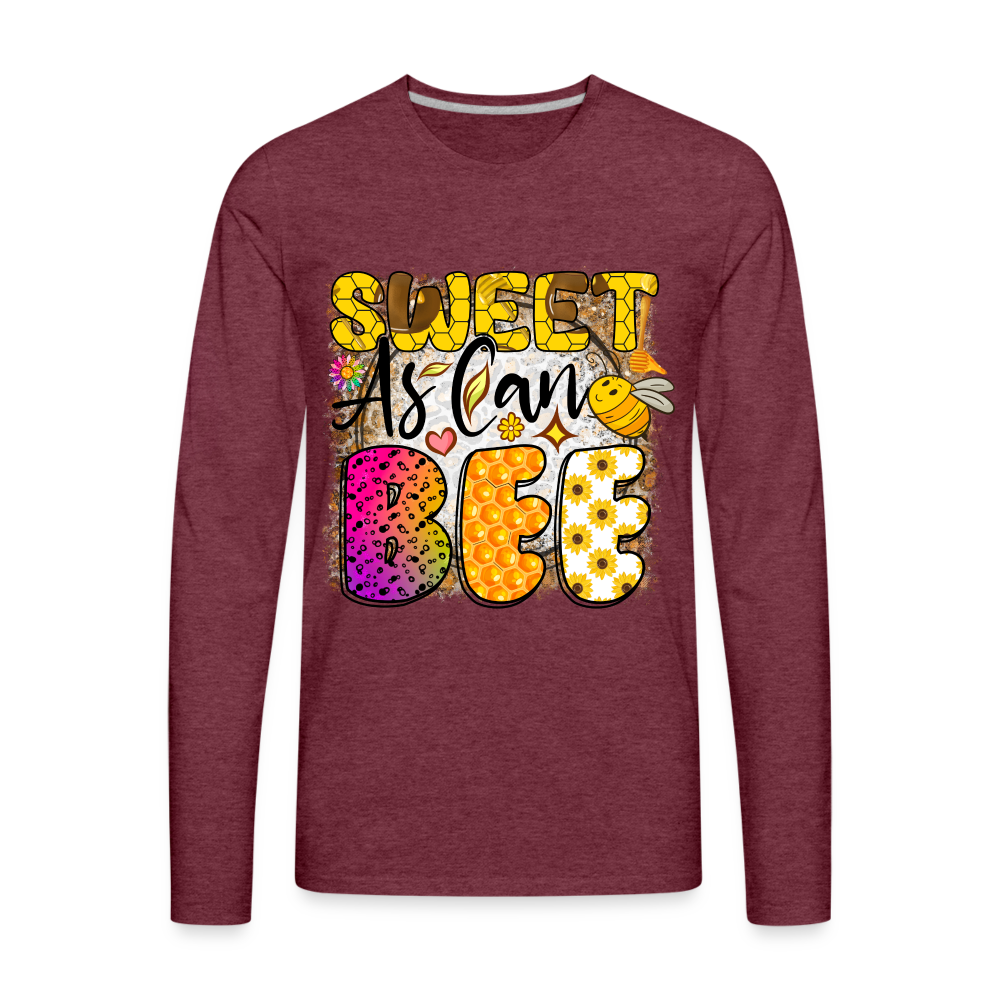 Sweet As Can BEE Men's Premium Long Sleeve T-Shirt - heather burgundy