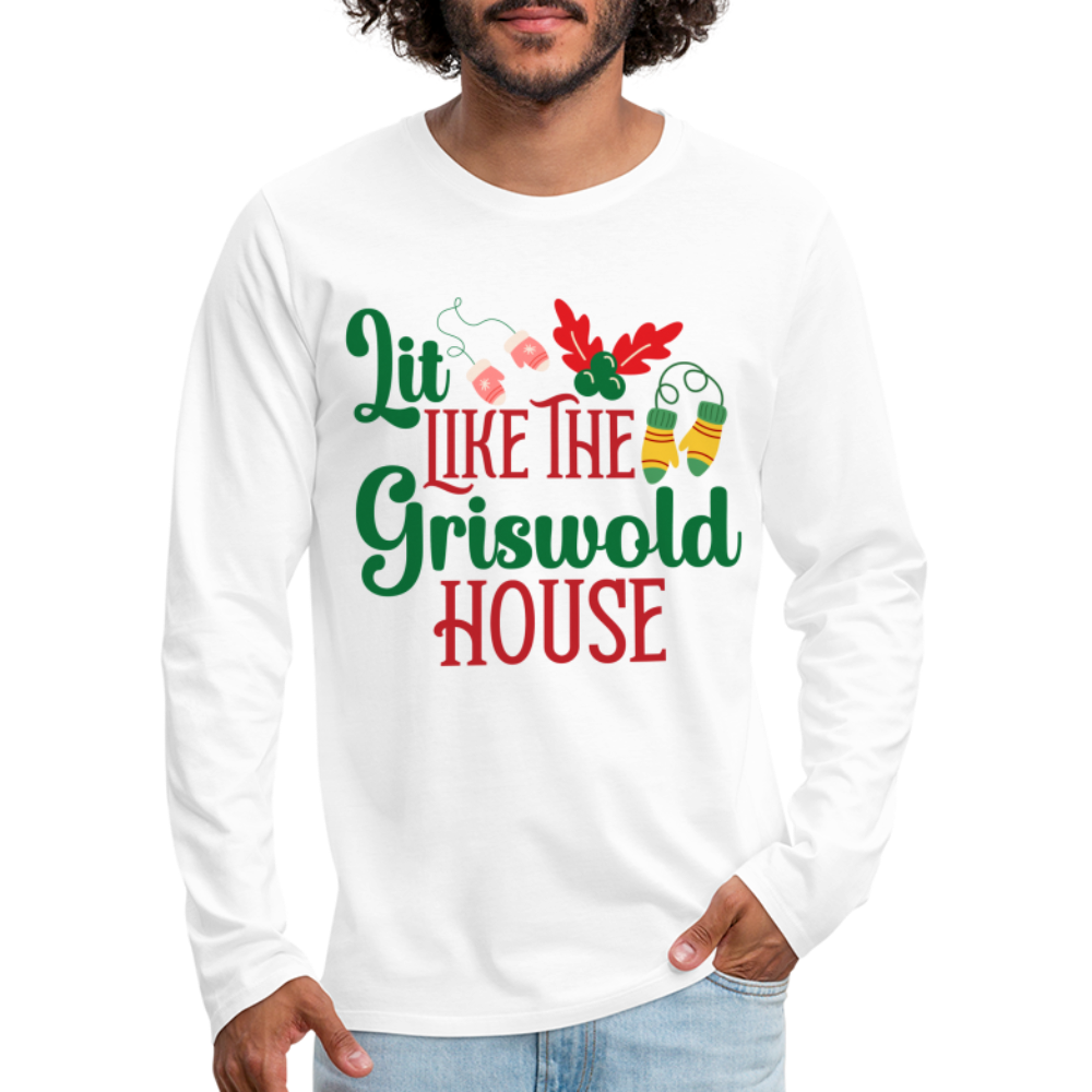 Lit Like The Griswold House Men's Premium Long Sleeve T-Shirt - white