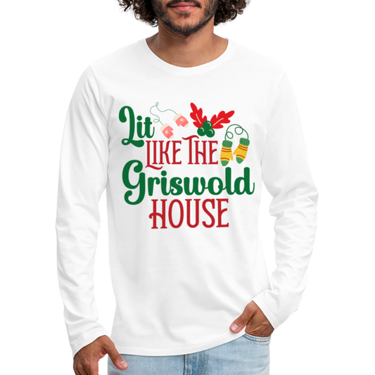 Lit Like The Griswold House Men's Premium Long Sleeve T-Shirt - white