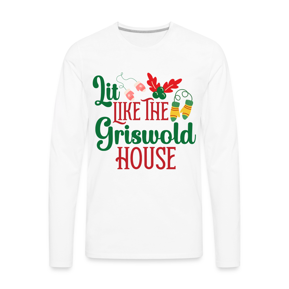 Lit Like The Griswold House Men's Premium Long Sleeve T-Shirt Color: heather gray