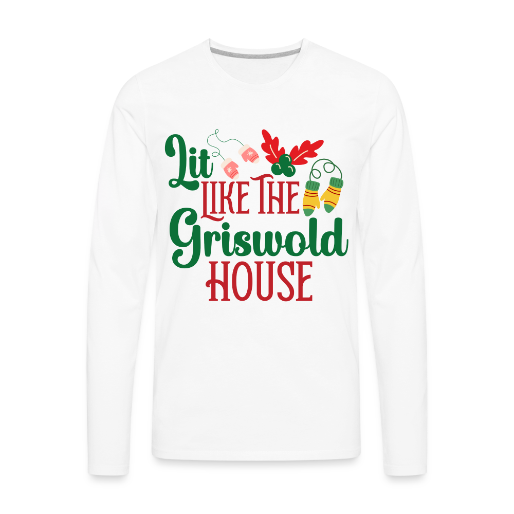 Lit Like The Griswold House Men's Premium Long Sleeve T-Shirt - white