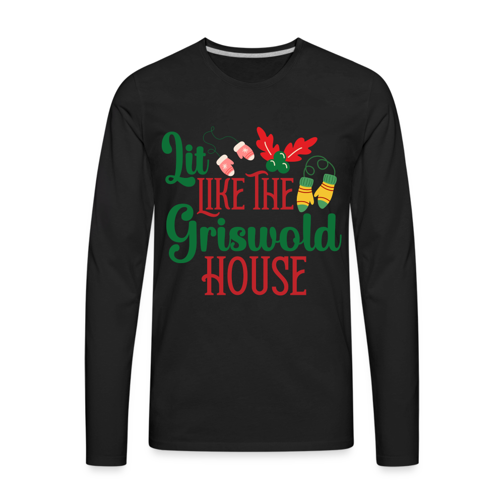 Lit Like The Griswold House Men's Premium Long Sleeve T-Shirt Color: black