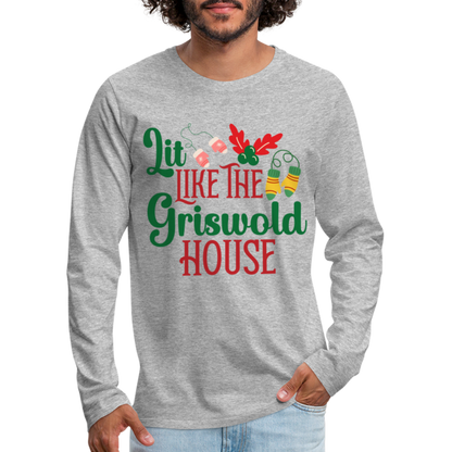 Lit Like The Griswold House Men's Premium Long Sleeve T-Shirt - heather gray