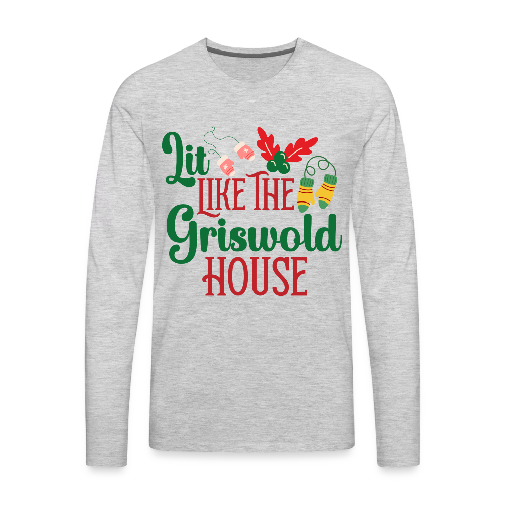 Lit Like The Griswold House Men's Premium Long Sleeve T-Shirt - heather gray