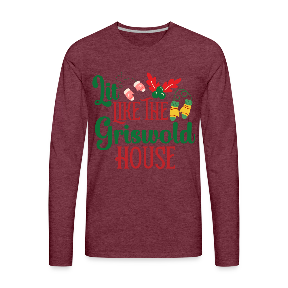 Lit Like The Griswold House Men's Premium Long Sleeve T-Shirt Color: heather gray