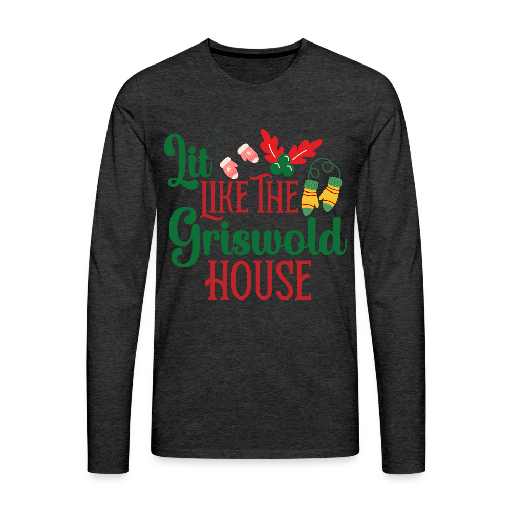 Lit Like The Griswold House Men's Premium Long Sleeve T-Shirt Color: heather gray