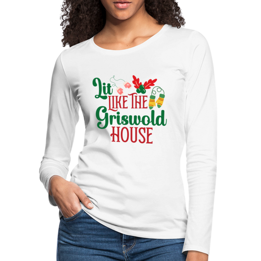 Lit Like The Griswold House Women's Premium Long Sleeve T-Shirt - white
