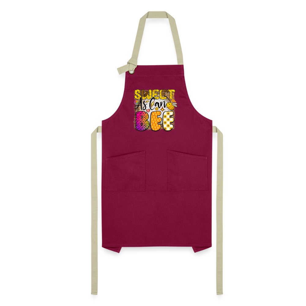 Sweet As Can BEE - Artisan Apron - burgundy/khaki