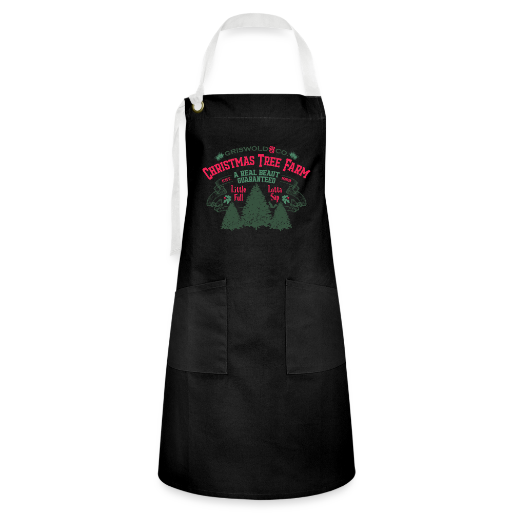 Griswold Christmas Tree Farm Artisan Apron - black/white