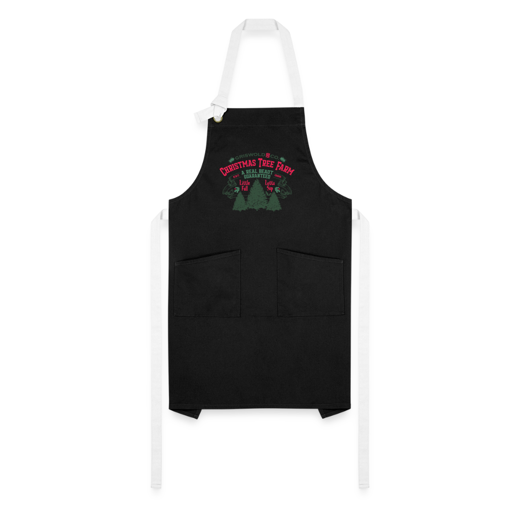 Griswold Christmas Tree Farm Artisan Apron - black/white