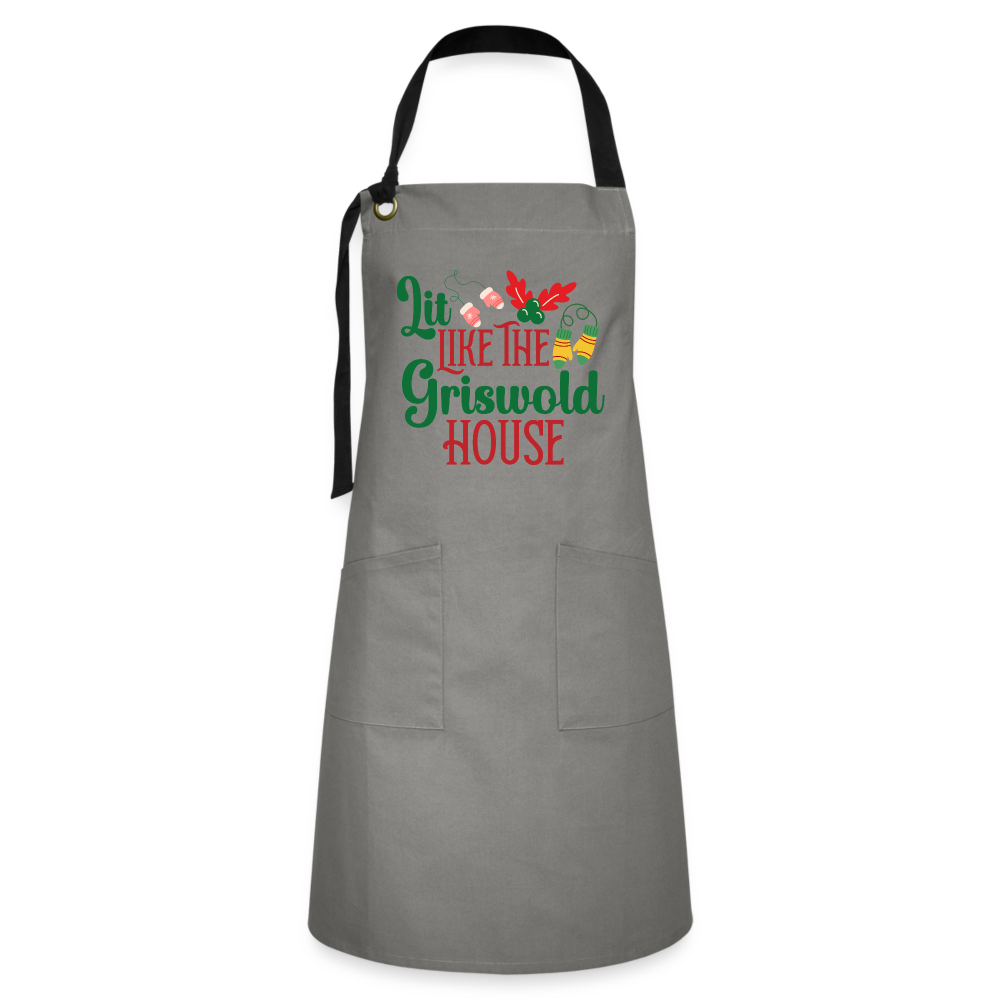 Lit Like The Griswold House Artisan Apron - gray/black
