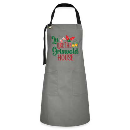 Lit Like The Griswold House Artisan Apron - gray/black
