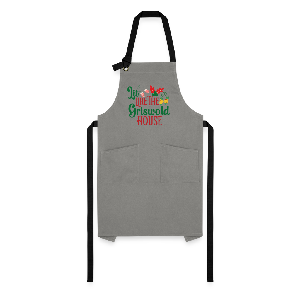 Lit Like The Griswold House Artisan Apron - gray/black