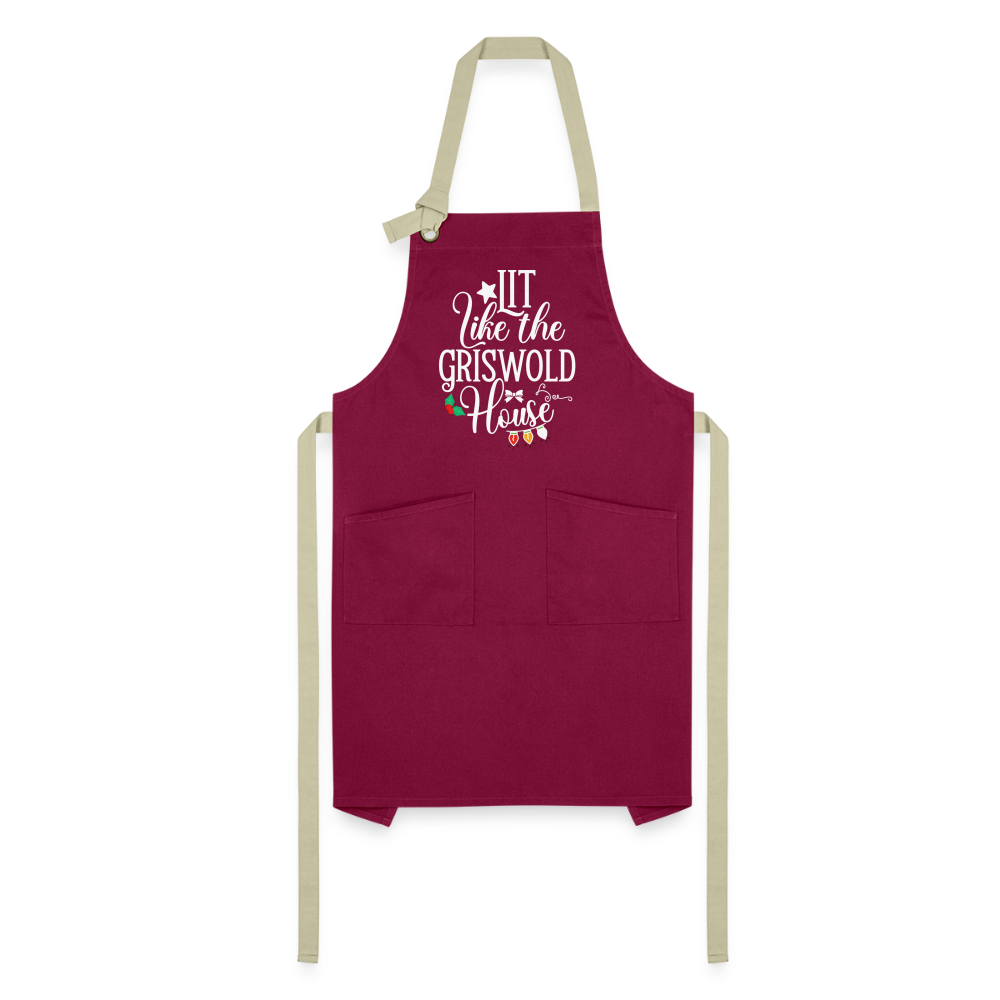 Lit Like The Griswold House - Artisan Apron - burgundy/khaki