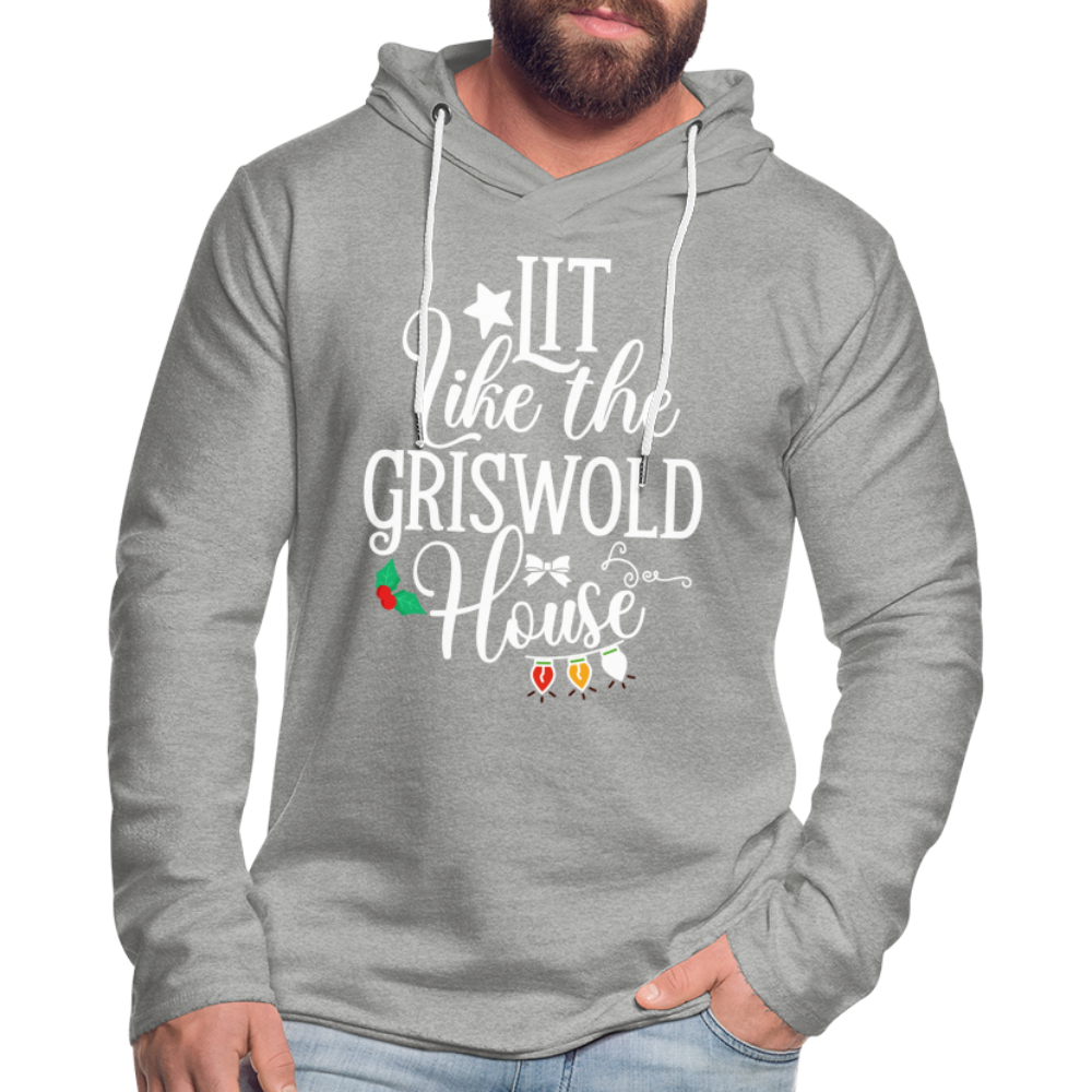 Lit Like The Griswold House Lightweight Terry Hoodie - heather gray