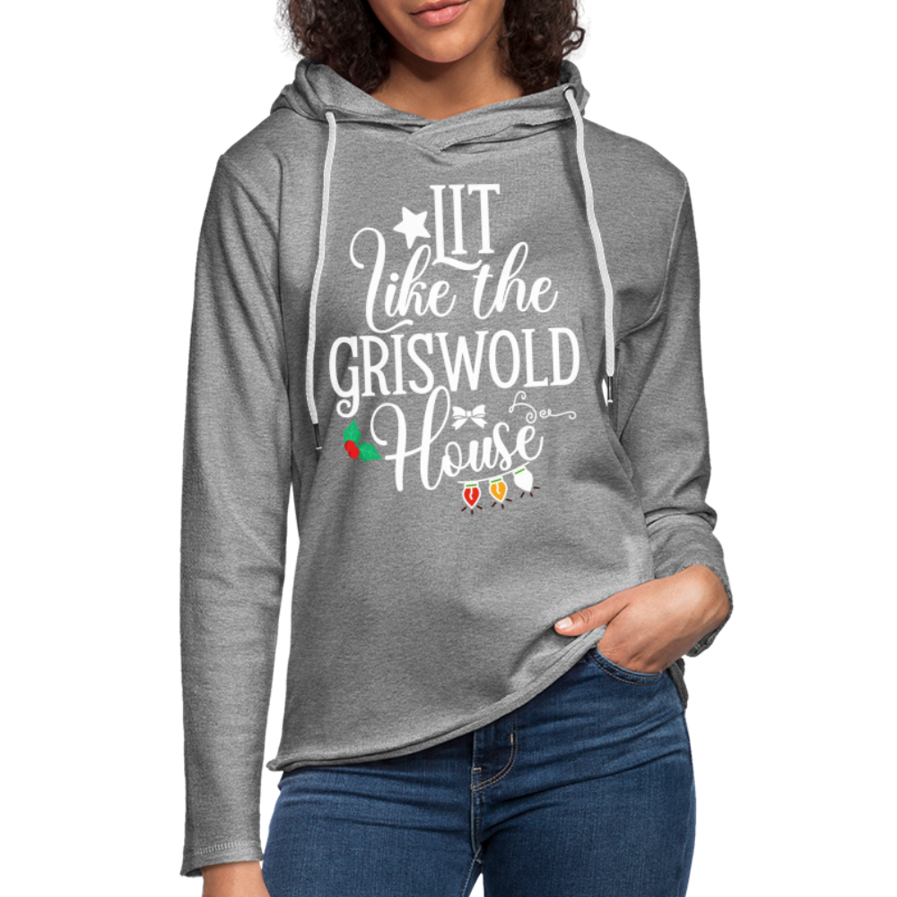 Lit Like The Griswold House Lightweight Terry Hoodie - heather gray