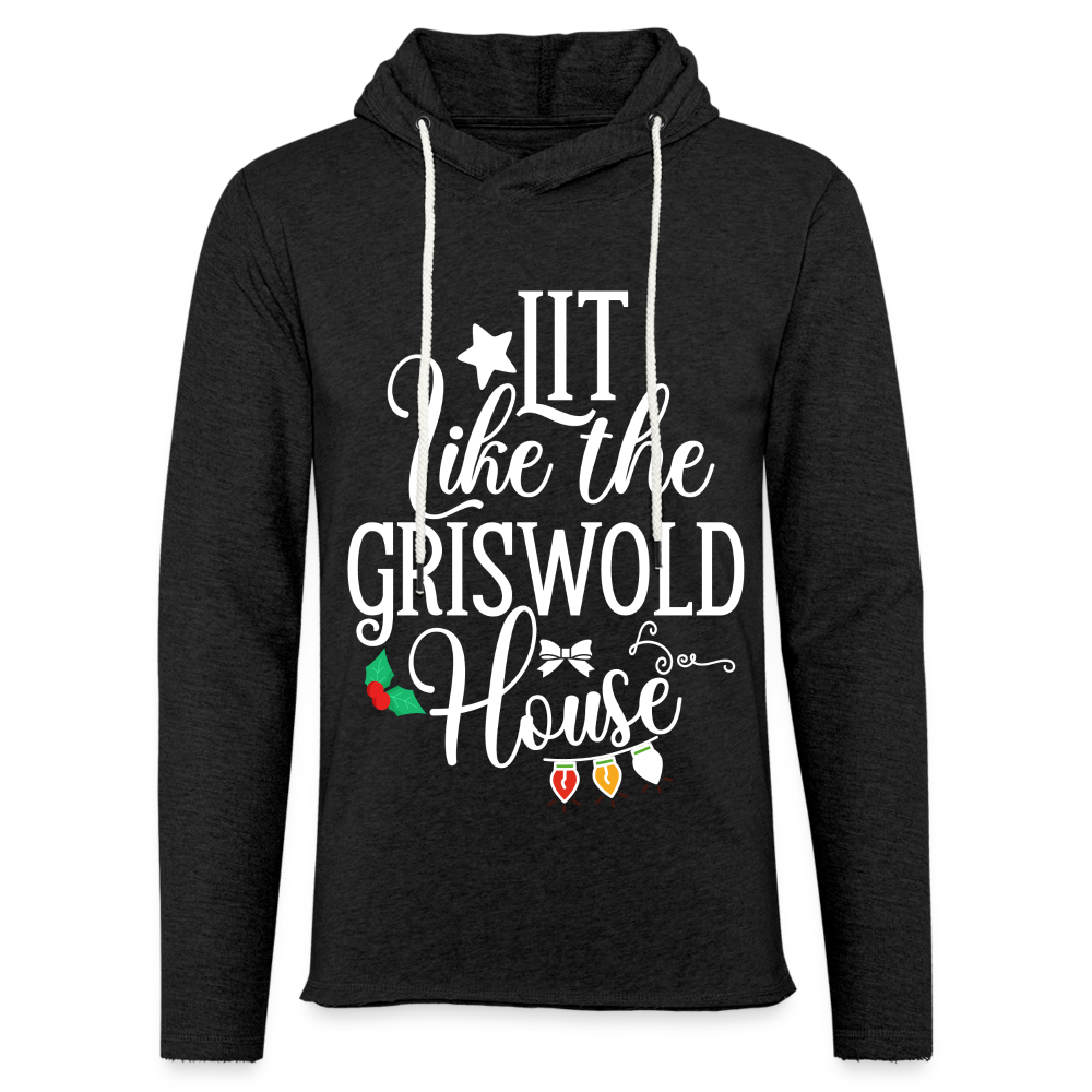 Lit Like The Griswold House Lightweight Terry Hoodie - charcoal grey