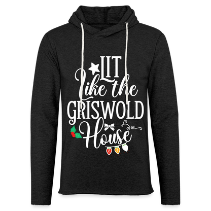 Lit Like The Griswold House Lightweight Terry Hoodie - charcoal grey