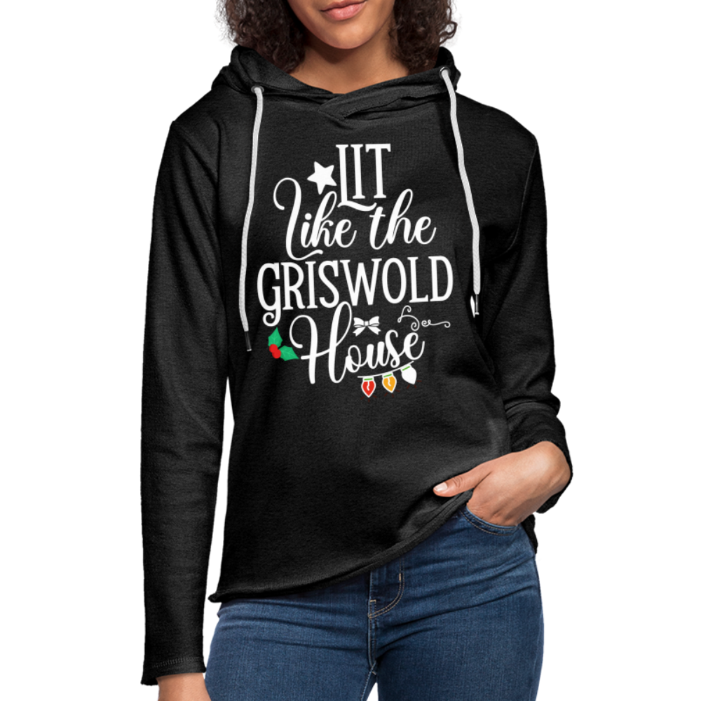 Lit Like The Griswold House Lightweight Terry Hoodie - charcoal grey