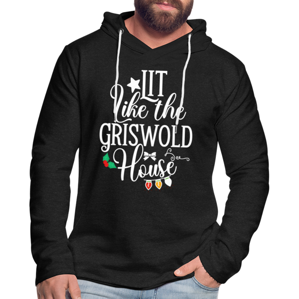 Lit Like The Griswold House Lightweight Terry Hoodie - charcoal grey