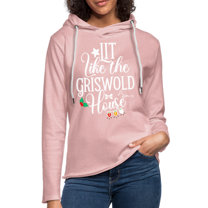 Lit Like The Griswold House Lightweight Terry Hoodie - cream heather pink