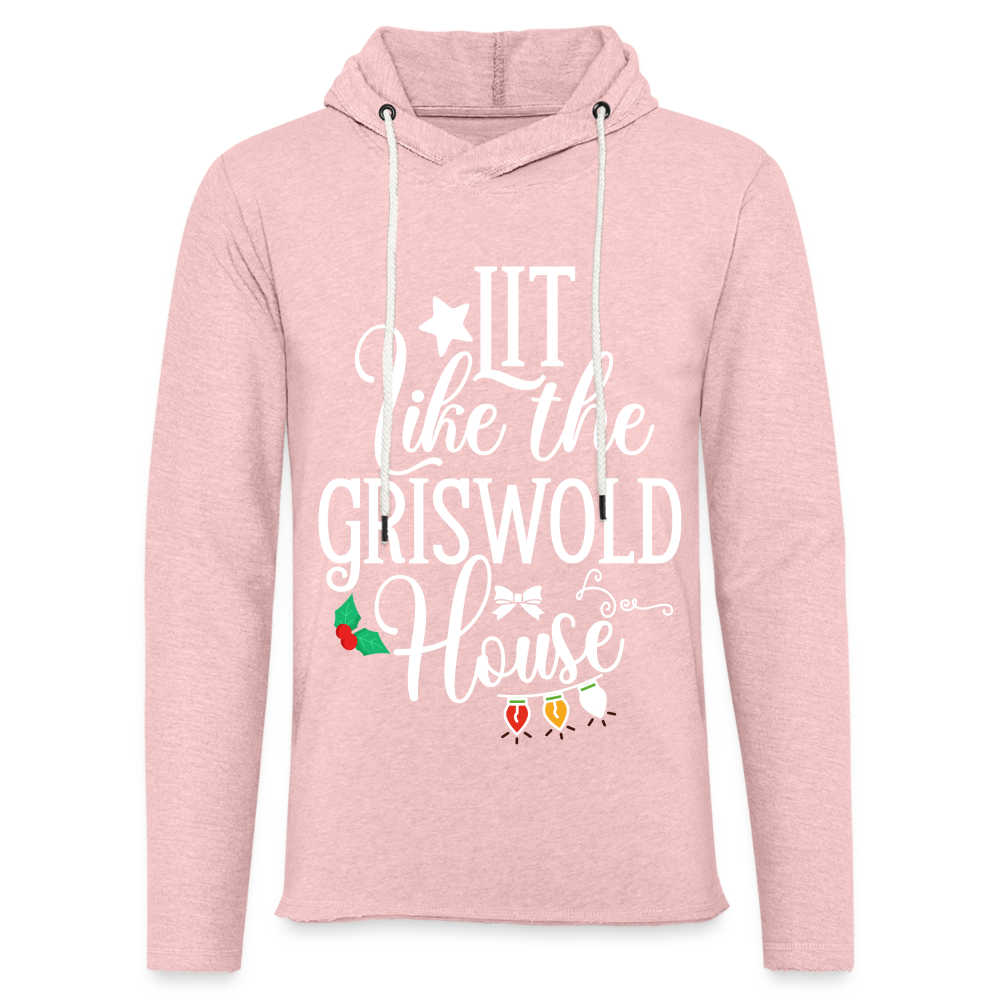 Lit Like The Griswold House Lightweight Terry Hoodie - cream heather pink