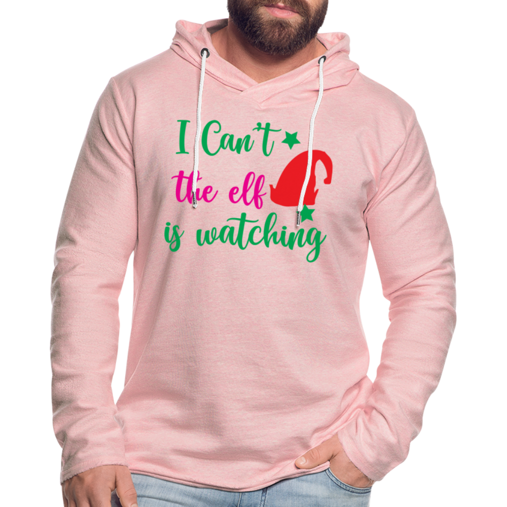 I Can't The Elf Is Watching - Lightweight Terry Hoodie - cream heather pink