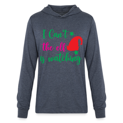 I Can't The Elf Is Watching - Long Sleeve Hoodie Shirt - heather navy