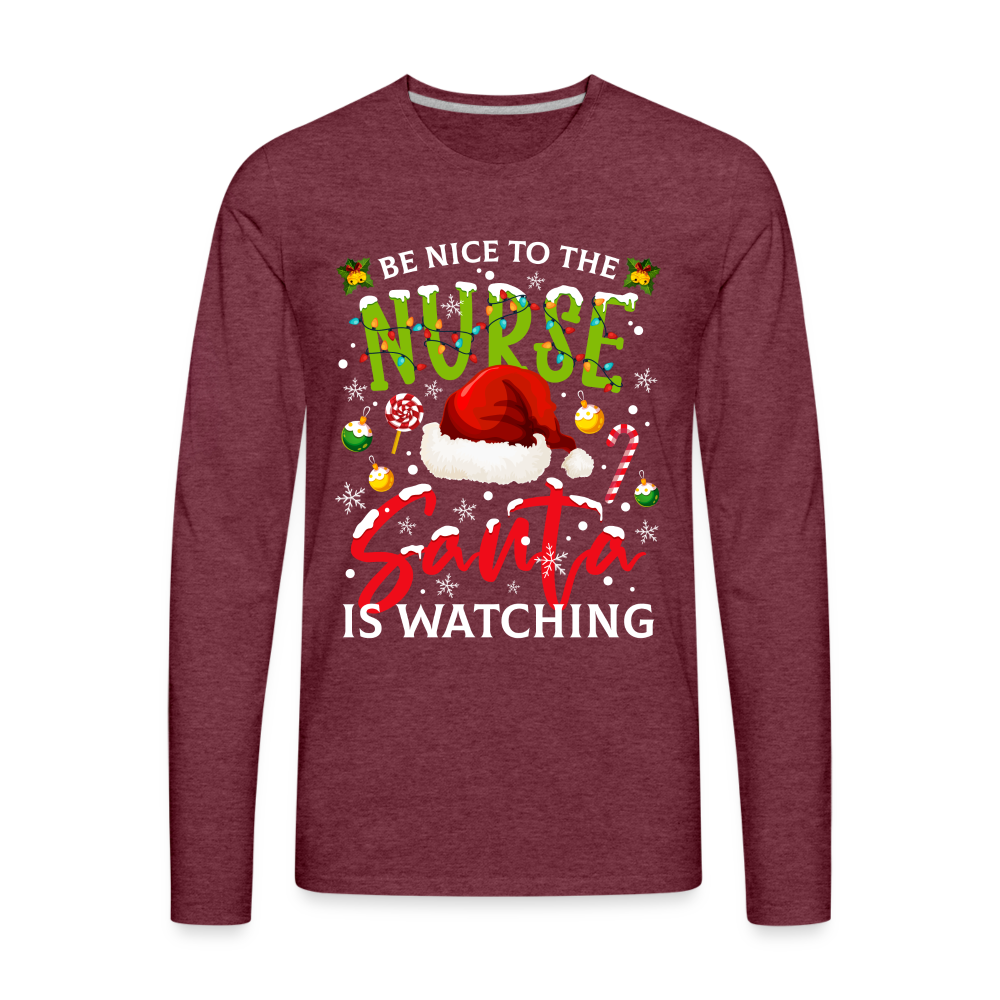 Men's Premium Long Sleeve T-Shirt - heather burgundy