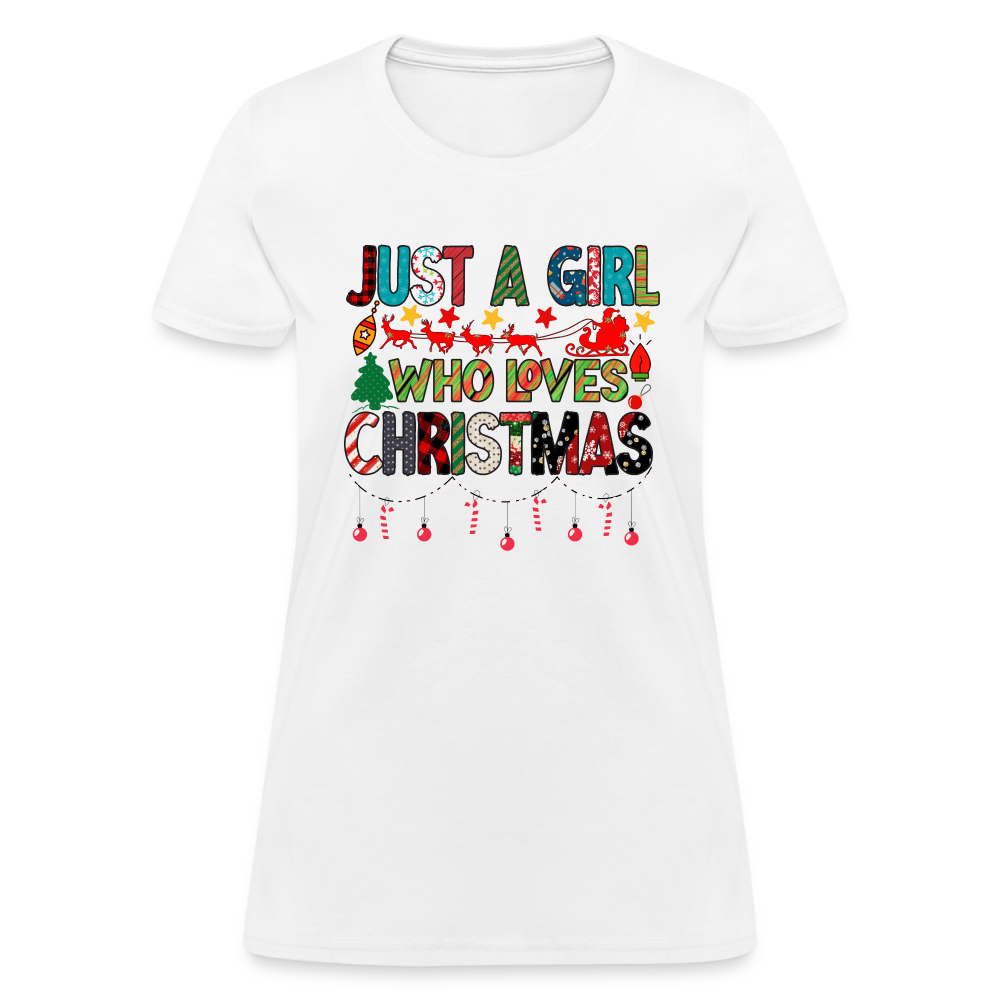 Just a Girl Who Loves Christmas T-Shirt - white