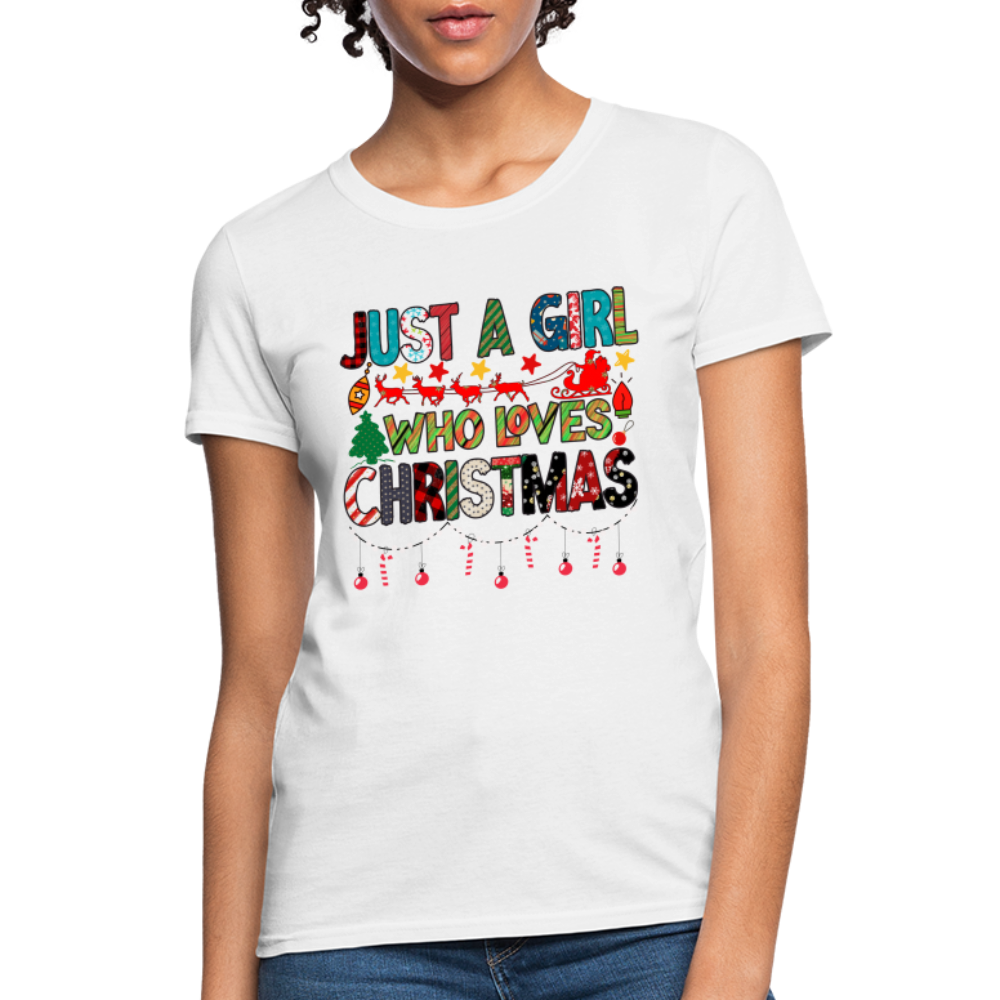 Just a Girl Who Loves Christmas T-Shirt - white